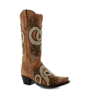 Corral Womens 13-inch Mint/Maple Flowers Overlay & Studs Snip Toe Cowboy Boots Sizes 5-12 B Corral Womens 13-inch Mint/Maple Flowers Overlay & Studs Snip Toe Cowboy Boots Sizes 5-12 B